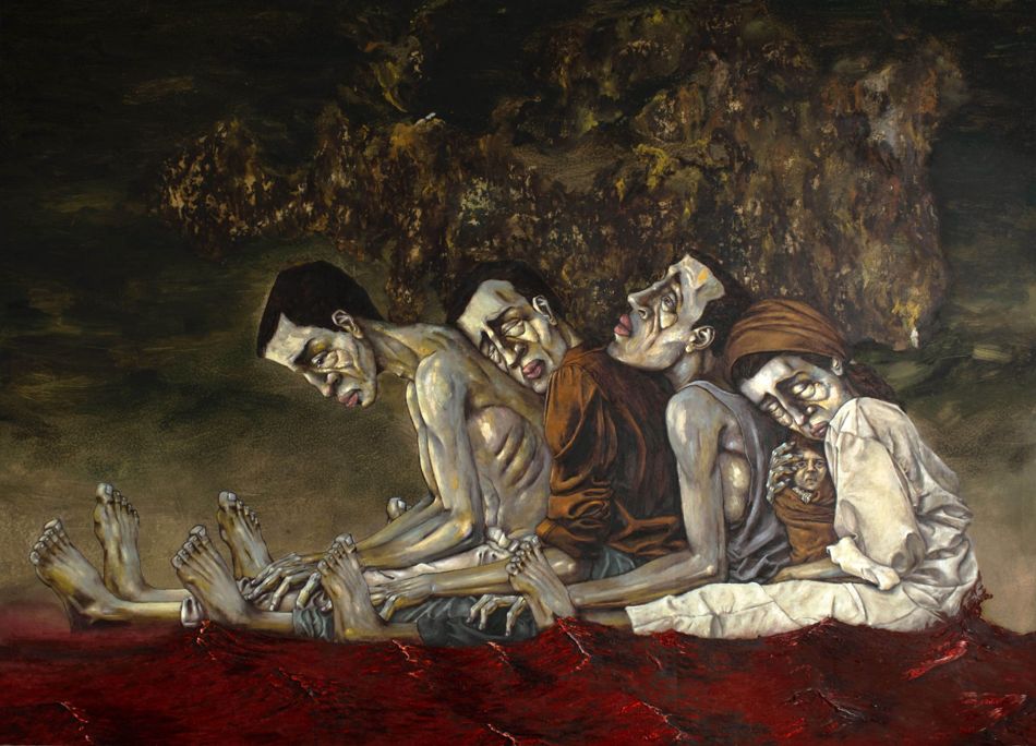 Shefa Salem al-Baraesi (Libya), Drown on Dry Land, 2019. Photo: https://shefasalem.com.ly/.