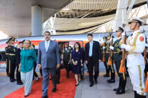 Venezuela President Nicolas Maduro arriving on a bullet train to Beijing's South Station and received with military honors on Tuesday, September 12, 2023. Photo: X/@NicolasMaduro.