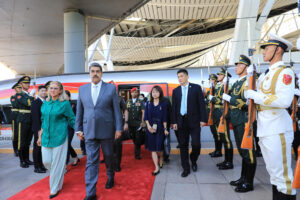 Venezuela President Nicolas Maduro arriving on a bullet train to Beijing's South Station and received with military honors on Tuesday, September 12, 2023. Photo: X/@NicolasMaduro.