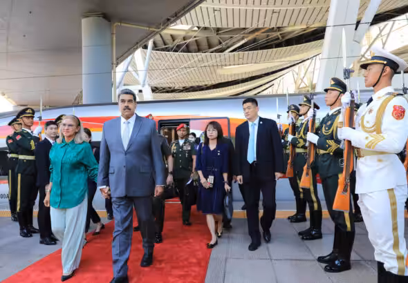 Venezuela President Nicolas Maduro arriving on a bullet train to Beijing's South Station and received with military honors on Tuesday, September 12, 2023. Photo: X/@NicolasMaduro.