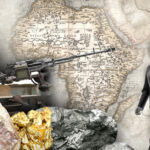 A graphic depicting Burkinabè President Ibrahim Traoré as well as French President Emmanuel Macron and US President Joe Biden depicted in front of the African continent, with soldiers and precious metals in front. Photo: The Cradle.