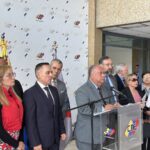 CNE President Elvis AMoroso speaking to the press after a meeting with opposition actors to discuss technical assistance for opposition primaries, with Head of the National Primaries Commission Jesús María Casal to his left. Photo: X/@osmarycnn.