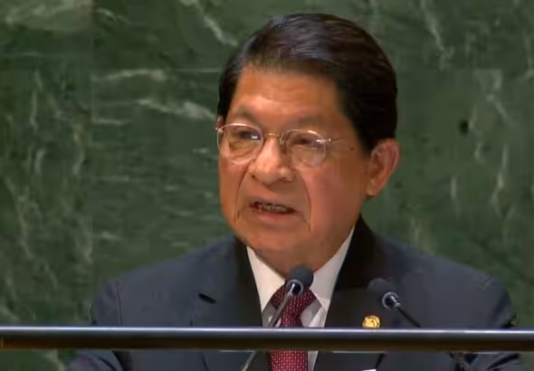 Nicaraguan Foreign Minister Denis Moncada speaking at the 78th United Nations General Assembly in New York. Photo: United Nations.