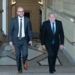 President Joe Biden's Advisor Juan Gonzalez climbing some stairs at the OAS headquarters in Washington DC alongside OAS Secretary General Luis Almagro, June, 2021. Photo: OEA/File photo.