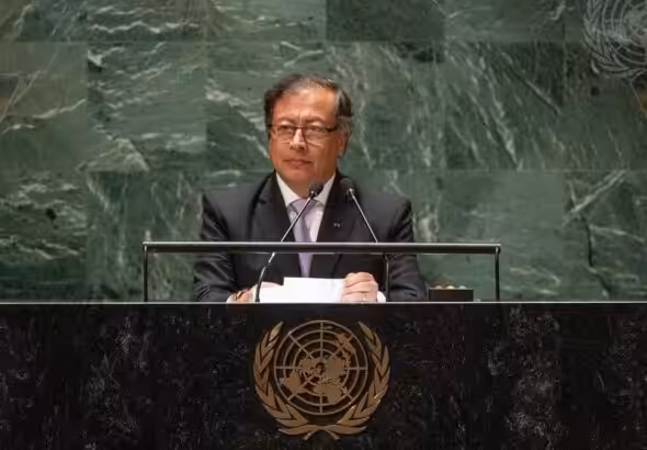Colombian President Gustavo Petro during his speech at the United Nations 78th General Assembly on Tuesday, September 19, 2023. Photo: Europa Press.