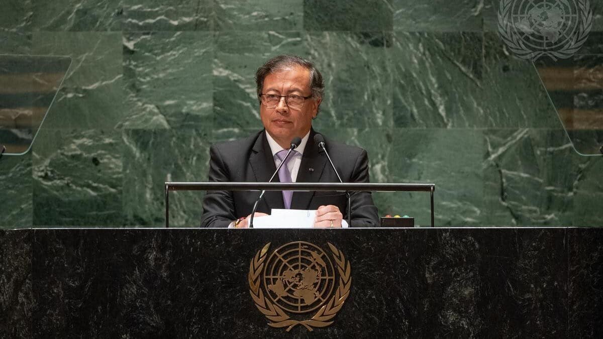 Colombian President Gustavo Petro during his speech at the United Nations 78th General Assembly on Tuesday, September 19, 2023. Photo: Europa Press.