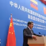 Venezuelan President Nicolás Maduro giving a speech at the closing of the China-Venezuela Joint High Level Commission meeting held in Beijing on Wednesday, September 13, 2023. Photo: Presidential Press.