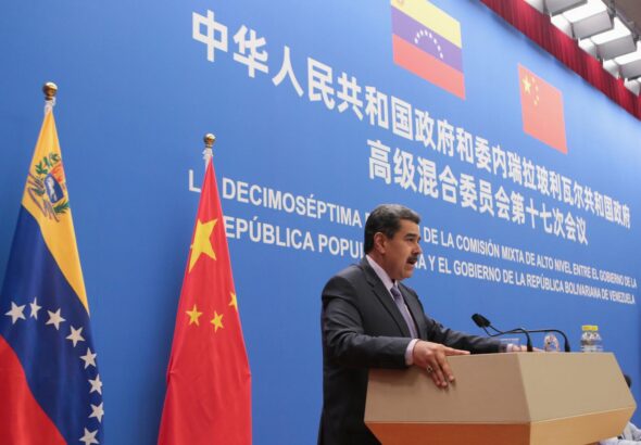 Venezuelan President Nicolás Maduro giving a speech at the closing of the China-Venezuela Joint High Level Commission meeting held in Beijing on Wednesday, September 13, 2023. Photo: Presidential Press.