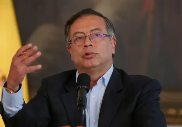 Colombian president Gustavo Petro speaks. Photo: Luisa Gonzalez/Reuters.