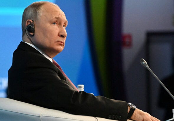 Russian President Vladimir Putin attends the plenary session at the 2023 Russian Energy Week international forum at the Manezh Central Exhibition Hall in Moscow, Russia October 11, 2023. Photo: Sputnik.