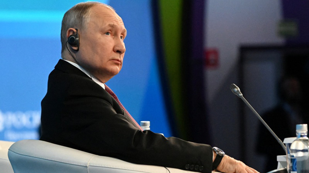 Russian President Vladimir Putin attends the plenary session at the 2023 Russian Energy Week international forum at the Manezh Central Exhibition Hall in Moscow, Russia October 11, 2023. Photo: Sputnik.