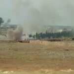 Scenes from a video depicting the Syrian Arab Army bombing positions of terrorist groups in Idlib province on October 6, 2023. Photo: Social Media.