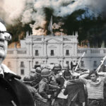 Photo composition showing Chilean President Salvador Allende (right) and La Moneda Presidential Palace being bombed and Chileans being arrested by the military coup repressive forces. Photo: Primereando/File photo.
