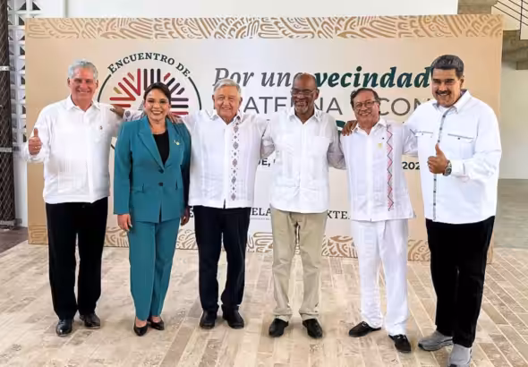 Cuban President Miguel Díaz-Canel, Honduran President Xiomara Castro, Mexican President Andrés Manuel López Obrador, Haitian Prime Minister Ariel Henry, Colombian President Gustavo Petro, and Venezuelan President Nicolás Maduro meet at the Encuentro Palenque. Photo: X/@NicolasMaduro.