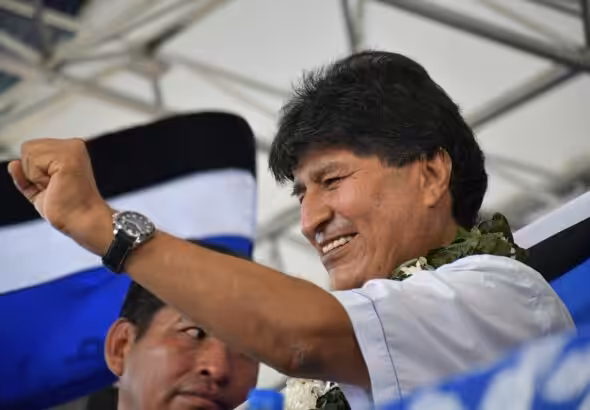 Evo Morales at the Lauca Eñe congress, in Cochabamba. Photo: Kawsachun News.