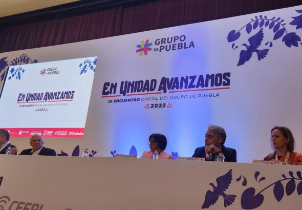 Venezuelan Vice President Delcy Rodríguez highlights the need to unite Latin American peoples at the ninth meeting of the Puebla Group, held in Mexico's Puebla state. Photo: X/@yvangil.