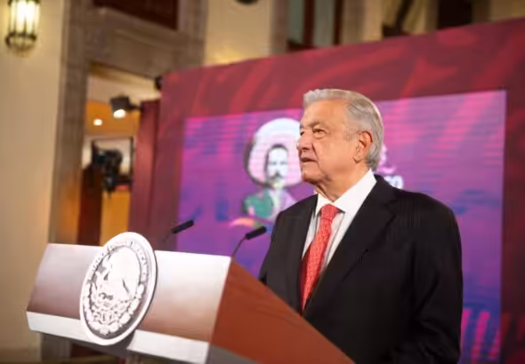 Mexican President Andrés Manuel López Obrador during a regular press conference. Photo: Mexican Presidency Office/File photo.