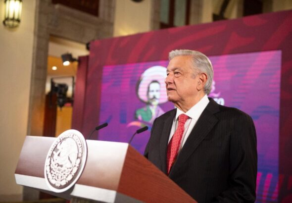 Mexican President Andrés Manuel López Obrador during a regular press conference. Photo: Mexican Presidency Office/File photo.
