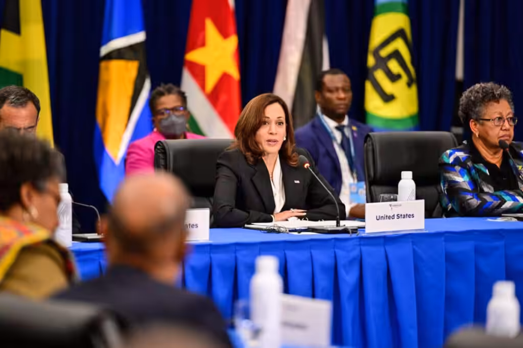 US Vice President Kamala Harris speaks to Caricom presidents during the 9th Summit of the Americas at the Los Angeles Convention Center in Los Angeles, California, USA. Photo: Ben Solomon/US Department of State/File photo.