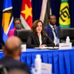 US Vice President Kamala Harris speaks to Caricom presidents during the 9th Summit of the Americas at the Los Angeles Convention Center in Los Angeles, California, USA. Photo: Ben Solomon/US Department of State/File photo.