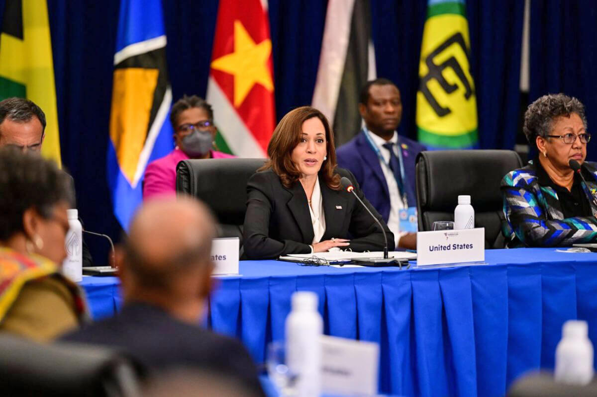 US Vice President Kamala Harris speaks to Caricom presidents during the 9th Summit of the Americas at the Los Angeles Convention Center in Los Angeles, California, USA. Photo: Ben Solomon/US Department of State/File photo.