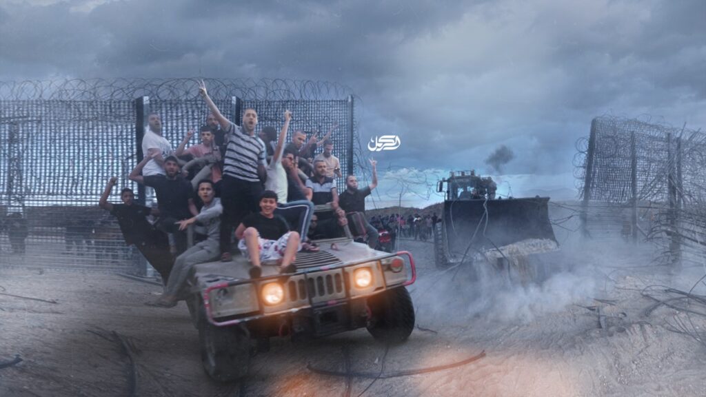 Compilation image featuring Palestinians during the Al-Aqsa Flood battle. Photo: al-Carmel.