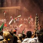 Hundreds of South Africans in support of Palestine joined a picket, led by the African National Congress, at the Israeli embassy in Pretoria on Friday, 20 October. Photo: Chrisna Senatus Pexels/Kaya 959.