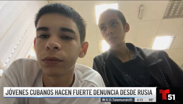 Two young Cubans in an online interview with Telemundo. Photo: FAIR.