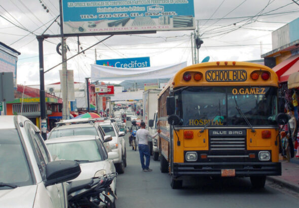 Former school bus at Ferrecalle in Estelí, Nicaragua, used as urban bus on the line from Hospital to Oscar Gamez. Photo: Mikolai-Alexander Gütschow/Wikimedia.