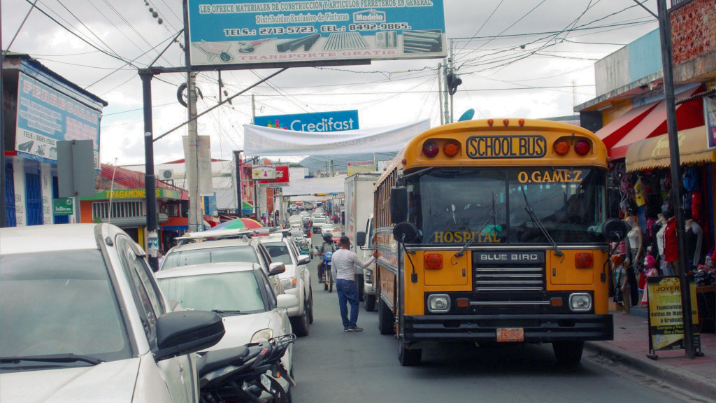 Former school bus at Ferrecalle in Estelí, Nicaragua, used as urban bus on the line from Hospital to Oscar Gamez. Photo: Mikolai-Alexander Gütschow/Wikimedia.