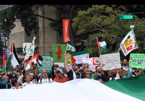 Venezuelans and Palestinians march in Caracas in support of the Palestinian people and against Israeli genocide on Saturday, October 21, 2023. Photo: Ultimas Noticias