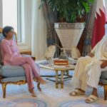 Delcy Rodríguez and the Emir of the State of Qatar, Sheikh Joaan bin Tamim bin Hamad Al Thani.