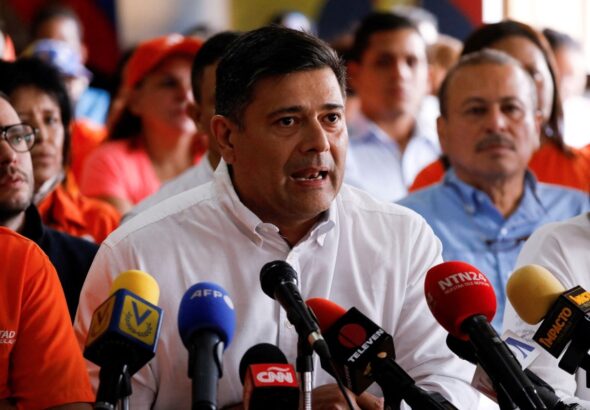 Popular Will party politician Freddy Superlano giving statements to the press. File photo.