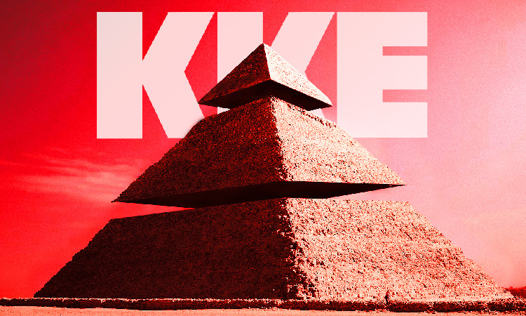 A dissected Egyptian pyramid with the caption KKE in the background. Photo: The Communists.