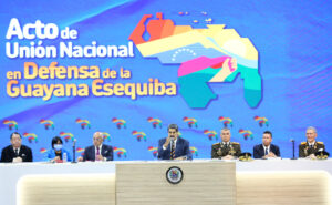 Venezuelan President Nicolás Maduro speaks at an event of the defense of the Essequibo Territory at the Teresa Carreño Theater in Caracas, November 7, 2023. Photo: Wendys Olivo/Presidential Press.