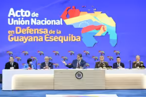 Venezuelan President Nicolás Maduro speaks at an event regarding the defense of the Essequibo Territory, at the Teresa Carreño Theater in Caracas, November 7, 2023. Photo: Wendys Olivo/Presidential Press.