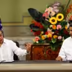 Colombian President Gustavo Petro (left) and Venezuelan President Nicolás Maduro (right) hold a press conference at Miraflores Palace, Caracas, November 18, 2023. Photo: Pedro Rances Mattey/AFP.
