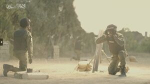 Israeli soldiers launch a mortar. Photo: Al Mayadeen.