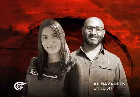 Farah Omar, and Rabih Me'mari, Al Mayadeen's correspondent and cameraman who were targetted by an Israeli airstrike. Photo: Al Mayadeen.