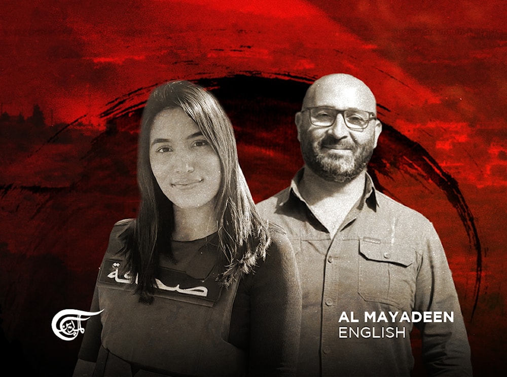 Farah Omar, and Rabih Me'mari, Al Mayadeen's correspondent and cameraman who were targetted by an Israeli airstrike. Photo: Al Mayadeen.