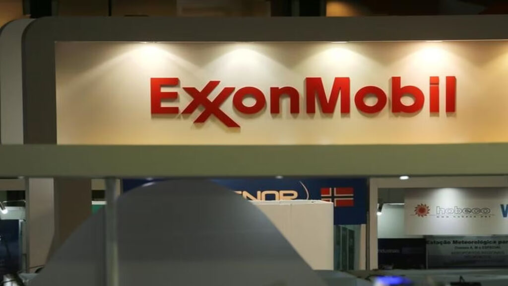 ExxonMobil logo on a gas station. File photo.