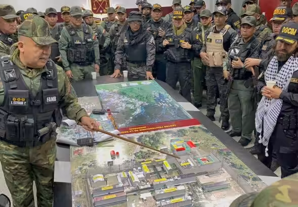 Venezuelan Army, National Guard, National Police and intelligence officers in preparation for the operation to retake control of La Pica Prison in Monagas state. Photo: X/@CMTCONAS.