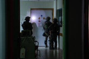 Israeli forces checking the facilities of Al-Shifa Hospital. Photo: FDI/Handout via Reuters.