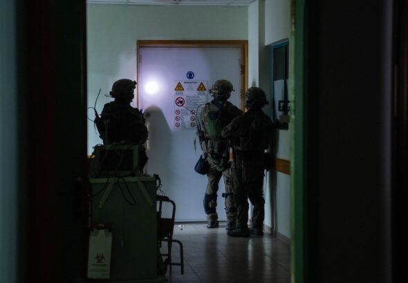 Israeli forces checking the facilities of Al-Shifa Hospital. Photo: FDI/Handout via Reuters.