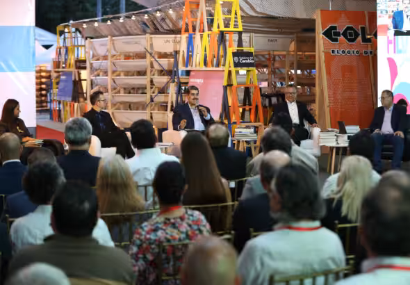 President Maduro speaks at the inauguration ceremony of FILVEN 2023. Photo: X/@filven2023.