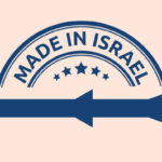Graphic showing a missile silhouette with a stamp over it that reads "Made in Israel." Photo: Unknown.