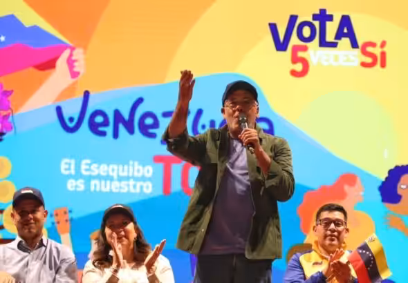 Venezuelan National Assembly President Jorge Rodríguez at the installation of the campaign command for the Essequibo Referendum, in National Theater, Caracas, November 3, 2023. Photo: Radio Miraflores.