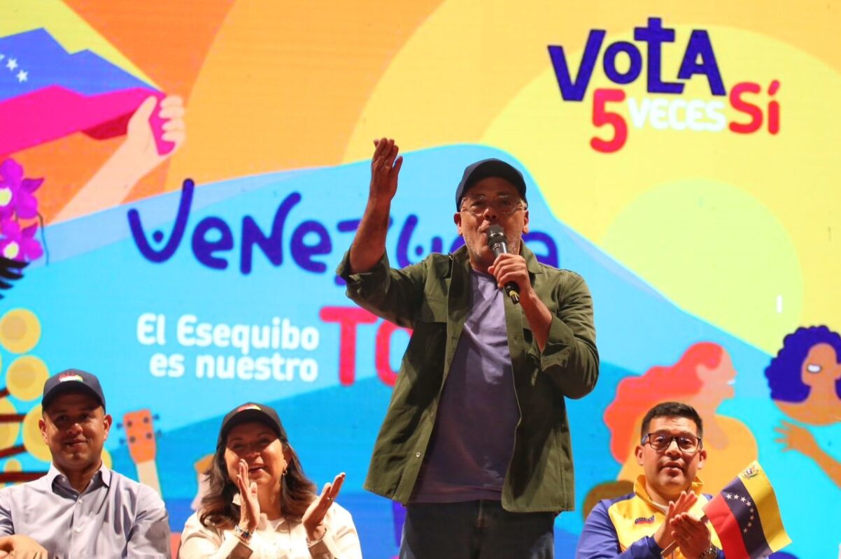 Venezuelan National Assembly President Jorge Rodríguez at the installation of the campaign command for the Essequibo Referendum, in National Theater, Caracas, November 3, 2023. Photo: Radio Miraflores.
