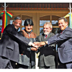 (from left to right) Former president of Argentina, Néstor Kirchner; former president of Bolivia, Evo Morales; president of Brazil, Luis Inácio Lula da Silva; and former president of Venezuela, Hugo Chávez announcing the rejection of Free Trade of the Americas Agreement, in Mar del Plata, Argentina, November 5, 2005. Photo: AFP.