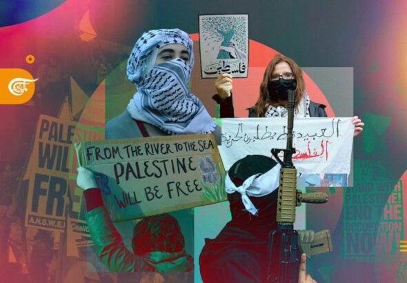 Graphic illustrating Lebanese youth's support for the Palestinian cause. Photo: Al Mayadeen English.